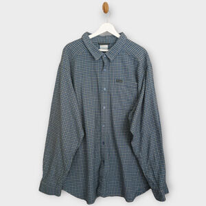 Columbia Shirt Mens 3X Large Blue Plaid Casual Outdoors Stretch Knit Button Up